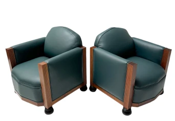 Two Art Deco Amsterdamse School Lounge Chairs by Fa. Drilling Amsterdam, 1920s